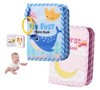 Lifesunny My First Baby Photo Book with Safe Mirror, My First Photo Album for Baby, Soft PhotoAlbum Holds 4x6 Pictures, for Memory Album Babies Shower (Pink+Blue,2PCS)