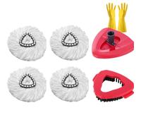 Lifethw Paquete de 4 cabezales de fregona de repuesto para mopa giratoria O Cedar, incluye 1 base, 1 cepillo y guantes de goma, recambios de microfibra para pisos, azulejos, vidrio, ventanas de coche