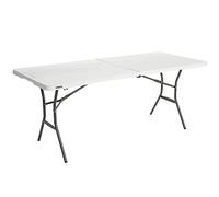 LIFETIME 20105 - Mesa Rectangular Plegable Blanco Efecto Granito 184 x 76 x 73.5 cm