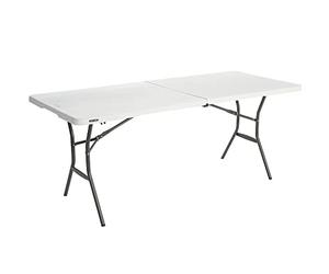 LIFETIME 20105 - Mesa Rectangular Plegable Blanco Efecto Granito 184 x 76 x 73.5 cm