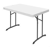 LIFETIME 92211 Mesa Plegable Blanca, Tablero 122x76 cm, Altura 74 cm, Polietileno Alta Densidad, Protección UV, Resistente al Agua, Patas Plegables metálicas, Uso Interior y Exterior