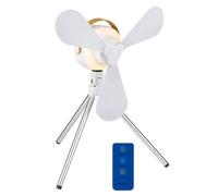 Lifetime Air Ventilador de Mesa Recargable USB, 3 Aspas, 4 Velocidades, Mando, Luz Cálida, 2200 mAh, Blanco