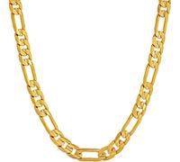 LIFETIME JEWELRY Collar de cadena Figaro de 6 mm para hombre y mujer, chapado en oro real de 24 quilates, 51 cm , Chapado en oro, No es una piedra preciosa