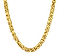 LIFETIME JEWELRY Collar de cadena tejida para mujeres y hombres, chapado en oro real de 24 quilates, 51 cm , Chapado en oro, No es una piedra preciosa