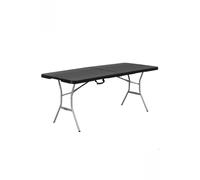 Lifetime - Mesa plegable rectangular 183x76 cm, tablero de polietileno HDPE negro, estructura de acero reforzado, patas plegables con bloqueo, resistente a impactos y rayos UV, con asa de transporte,