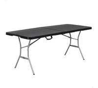 LIFETIME Mesa Rectangular Plegable 183x76x73 cm, Tablero de Polietileno HDPE Negro, Estructura de Acero, Bloqueo de Seguridad, Resistente a la Intemperie y Golpes, Uso Interior y Exterior (92126)