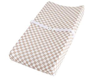 LifeTree Funda para cambiador de pañales para niños y niñas, sábanas bajeras de muselina suave, viscosa de mezcla de algodón de bambú, 16 x 32 pulgadas, estampado a cuadros marrón