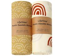 LifeTree Mantas Muselinas Bebe, Muselina Bebe de Bambú Algodon 120x120 cm, Pack de 2,Súper Suave Mantas Envolventes de Muselina