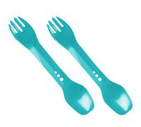 Lifeventure Ellipse - Cuchara de plástico reutilizable para acampar, viajar y actividades al aire libre, paquete de 2, color verde azulado