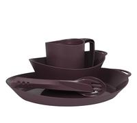 Lifeventure Ellipse - Juego de vajilla reutilizable de 4 piezas: cuchillo, tenedor, cuchara, plato, tazón, taza para camping, viajes y al aire libre, color morado