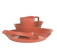 Lifeventure Ellipse - Juego de vajilla reutilizable de 4 piezas: cuchillo, tenedor, cuchara, plato, tazón, taza para camping, viajes y al aire libre, naranja óxido