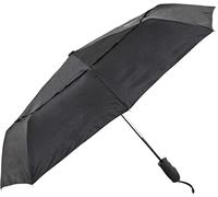 Lifeventure Paraguas de Viaje Trek, Resistente al Viento con Tela Antidesgarro, Puño Ergonómico Engomado y Funda Protectora, Diseño Ligero, Plegable, Compacto, Cómodo, Negro