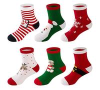 LifeWheel 6 Pares Bebe Niños Niñas Calcetines de Algodón de Navidad Lindo Divertido Mantener el calor y Respirable Calcetines