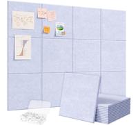 Lifewit 120x90 cm Tablones Decorativos/Fotográficos/Memorándum Grandes de Fieltro Adhesivo, 12 Pack Alternativa al Tablón de Corcho con 50 Chinchetas para la Oficina/Dormitorio/Mural, Azul Bígaro