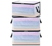 Lifewit 3 Piezas Bolsas para Guardar Ropa Transparentes 60L, Bolsas Almacenaje Ropa con Asas, Cajas Almacenaje Plegable de PP, Organizador Armario Para Mantas, Ropa, Juguetes, Mudanza