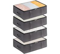 Lifewit 4 Piezas 40L Bolsas para Guardar Ropa Bajo la Cama, Cajas Almacenaje para Mantas, Gran Capacidad con Asas Reforzadas, Organizador Armario para Mantas, Hojas, Gris