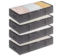Lifewit 4 Piezas 90L Bolsas almacenaje ropa debajo de la Cama, Cajas almacenaje de Gran Capacidad con Asa Reforzada, cajas organizadoras plegables para Mantas, Ropa, Gris