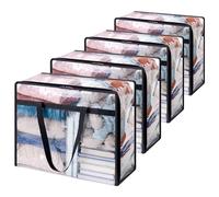 Lifewit 4 Piezas Bolsas para Guardar Ropa Transparentes 40L, Bolsas Almacenaje Ropa Plegable de PVC, Cajas Almacenaje con Asas, Organizador Armario para Mantas, Ropa, Juguetes, Mudanza, Libro