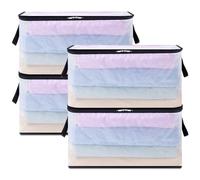 Lifewit 4 Piezas Bolsas para Guardar Ropa Transparentes 60L, Bolsas Almacenaje Ropa con Asas, Cajas Almacenaje Plegable de PP, Organizador Armario Para Mantas, Ropa, Juguetes, Mudanza