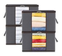 Lifewit 4 Piezas Cajas Almacenaje 75L, Bolsas para Guardar Ropa, Bolsa Almacenaje Ropa Plegable, Cajas Mudanza, Cajas Almacenaje Plastico, Organizador Armario para Ropa, Mantas, Edredones, Gris