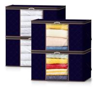 Lifewit 4 Piezas Cajas Almacenaje 75L, Bolsas para Guardar Ropa, Bolsa Almacenaje Ropa Plegable, Cajas Mudanza, Cajas Almacenaje Plastico, Organizador Armario para Ropa, Mantas, Edredones, Gris