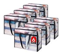 Lifewit 6 Piezas Bolsas para Guardar Ropa Transparentes 40L, Bolsas Almacenaje Ropa Plegable de PVC, Cajas Almacenaje con Asas, Organizador Armario para Mantas, Ropa, Juguetes, Mudanza, Libro