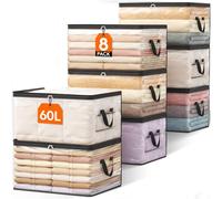 Lifewit 8 Piezas Bolsas para Guardar Ropa Transparentes 60L, Bolsas Almacenaje Ropa Plegable de PVC, Cajas Almacenaje con Asas, Organizador Armario Para Mantas, Ropa, Juguetes, Mudanza, Libro