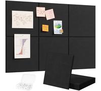 Lifewit 90x60 cm Tablones Decorativos/Fotográficos/Memorándum Grandes de Fieltro Adhesivo, 6 Pack Alternativa al Tablón de Corcho con 30 Chinchetas para la Oficina/Dormitorio/Decoración Mural, Negro