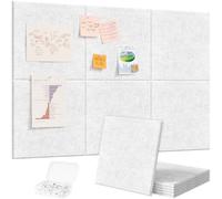 Lifewit 90x60 cm Tablones Decorativos/Fotográficos/Memorándum Grandes de Fieltro Adhesivo, 6 Pack Alternativa al Tablón de Corcho con 30 Chinchetas para la Oficina/Dormitorio/Decoración Mural, Gris