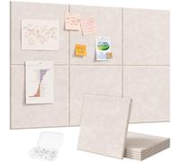 Lifewit 90x60 cm Tablones Decorativos/Fotográficos/Memorándum Grandes de Fieltro Adhesivo, 6 Pack Alternativa al Tablón de Corcho con 30 Chinchetas para la Oficina/Dormitorio/Decoración Mural, Beige