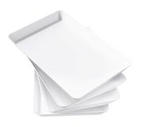 Lifewit Bandeja Cocina de Plástico, Bandejas para Servir Comida, Tabuleiro Decorativas para Fiestas, Tabuleiro Reutilizable Sin BPA para Aperitivos, Galletas, Donetes, 36.7 x 24 cm, Pack de 4, Blancos