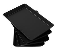 Lifewit Bandeja Cocina de Plástico, Bandejas para Servir Comida, Tabuleiro Decorativas para Fiestas, Tabuleiro Reutilizable Sin BPA para Aperitivos, Galletas, Donetes, 36.7 x 24 cm, Pack de 4, Negro