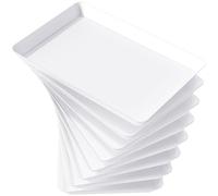 Lifewit Bandeja Cocina de Plástico, Bandejas para Servir Comida, Tabuleiro Decorativas para Fiestas, Tabuleiro Reutilizable Sin BPA para Aperitivos, Galletas, Donetes, 36.7 x 24 cm, Pack de 8, Blancos