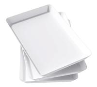 Lifewit Bandeja Cocina de Plástico, Bandejas para Servir Comida, Tabuleiro Decorativas para Fiestas, Tabuleiro Reutilizable Sin BPA para Aperitivos, Galletas, Donetes, 36.7 x 24 cm, Pack de 3, Blancos