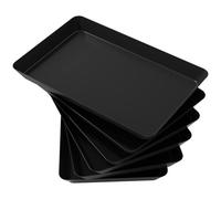 Lifewit Bandeja de Plástico de Servicio, Bandejas de Alimentos para Fiestas, Bandeja Reutilizable sin BPA para Aperitivos, Comida, Galletas, Pack de 6, 36.7 x 24 cm, Negro