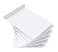 Lifewit Bandejas para Servir Comida, Bandeja Rectangular Decorativas para Cocina, Tabuleiro Plastico Reutilizable Sin BPA, para Fiestas, Baño, Mesa Dulce Accesorios, Blancos, 41 x 30,5cm, Paquete de 6
