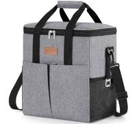 Lifewit Bolsa Termica 20L, Nevera Portatil Tela con Forro Interior Impermeable, Bolsa Nevera con 2 Bolsillos Delanteros para Camping, Viajes, Compras, Picnics, Gris