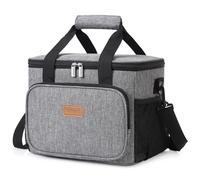 Lifewit Bolsa Termica Porta Alimentos 15L(24 Latas), Bolso Comida Trabajo Hombre y Mujer, Lunch Bag para Lonchera, Pequeña Bolsas Nevera Portatil para Playa, Viaje, Work, Gris