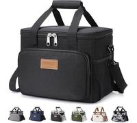 Lifewit Bolsa Termica Porta Alimentos 9L(12 Latas), Bolso Comida Trabajo Hombre y Mujer, Lunch Bag para Lonchera, Medio Bolsas Nevera Portatil para Playa, Viaje, Work, Negro