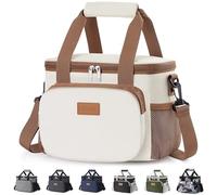 Lifewit Bolsa Termica Porta Alimentos 9L(12 Latas), Bolso Comida Trabajo Hombre y Mujer, Lunch Bag para Lonchera, Medio Bolsas Nevera Portatil para Playa, Viaje, Work, Beige