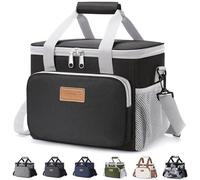 Lifewit Bolsa Termica Porta Alimentos 9L(12 Latas), Bolso Comida Trabajo Hombre y Mujer, Lunch Bag para Lonchera, Medio Bolsas Nevera Portatil para Playa, Viaje, Work, Gris y Negro