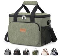 Lifewit Bolsa Termica Porta Alimentos 9L(12 Latas), Bolso Comida Trabajo Hombre y Mujer, Lunch Bag para Lonchera, Medio Bolsas Nevera Portatil para Playa, Viaje, Work, Verde Oscuro