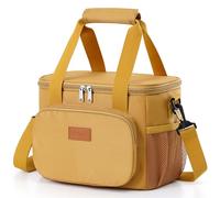 Lifewit Bolsa Termica Porta Alimentos 9L(12 Latas), Bolso Comida Trabajo Hombre y Mujer, Lunch Bag para Lonchera, Medio Bolsas Nevera Portatil para Playa, Viaje, Work, Marrón