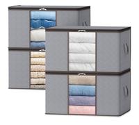 Lifewit Bolsas Almacenaje Ropa, Cajas Almacenaje Plegable, Bolsas para Guardar Ropa, Cajas Mudanza, Organizador Armario Para Ropa, Mantas, Juguetes, Gris Claro, 105 L, 4 Piezas