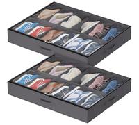 Lifewit Bolsas de Almacenamiento para Zapatos con Ventana Transparente, Cajas Almacenaje Zapatos Plegables Debajo de la Cama con Asas, Organizador Zapatos, Gris, 2 x 12 Pares