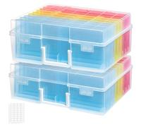 Lifewit Caja de Almacenamiento para Fotos de 10 x 15 cm, Maletín que Incluye 18 pcs Cajas para Fotos, Estuches Transparentes, Organizador de Plástico para Semillas, Tarjetas, Manualidades, 2 Unidades