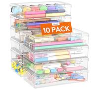 Lifewit Caja de Lápices de Plástico con Tapa a Presión, Estuche Apilable para Lápices, Organizador para Material de Arte, Oficina, 20 x 12 cm, 10 Piezas