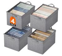Lifewit Cajas de Almacenamiento de Tapa Transparente, Cesta Almacenaje de Tela Apilable con Asas, Organizador Guardar Ropa de Armario Oxford Catiónico Plegable para Casa, Oficina, Mediano, 4 Piezas