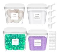 Lifewit Contenedor Detergente Polvo, Lavanderia Organizador, Pastillas Lavadora Caja de Almacenamiento de Plástico, Contenedores para Baño, Dispensador Detergente Lavadora, 2700 ml×3+4500 ml, 4 Piezas
