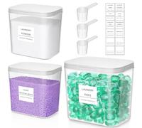 Lifewit Contenedor Detergente Polvo, Lavanderia Organizador, Pastillas Lavadora Caja de Almacenamiento de Plástico, Contenedores para Baño, Dispensador Detergente Lavadora, 2700 ml×2+4500 ml, 3 Piezas